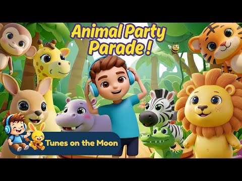 Animal Party Parade ๐ | Fun Original Song for Kids by Tunes On The Moon
