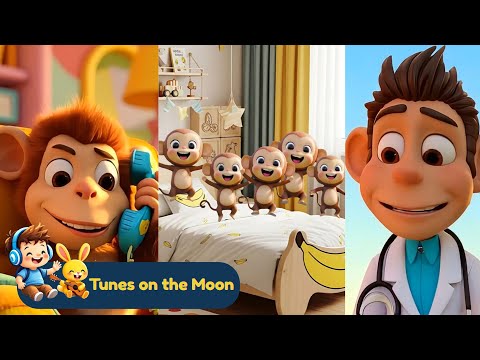 5 Little Monkeys Jumping On The Bed | Children Nursery Rhyme | @TunesOnTheMoon